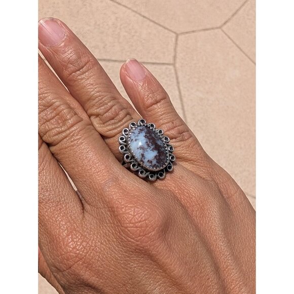 Vintage native American Sterling Silver Ring Size 5 Signed MW Dendritic Agate? - Picture 11 of 13